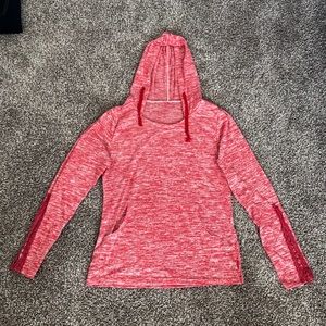 Red/White Hoodie with Detailed Sleeves